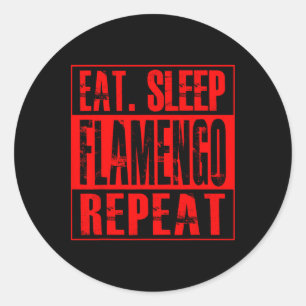 Adesivo Redondo Futebol Flamengo - Camisa Eat Sleep Flamengo Repea