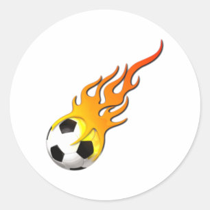 Adesivo Redondo Futebol fogo chama soccer concentras fire flames