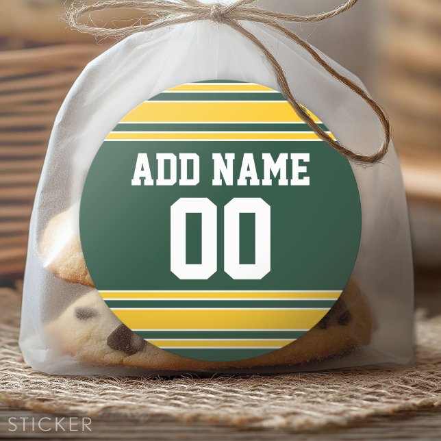 Adesivo Redondo Futebol Jersey com número de nome personalizado (Custom Sticker)