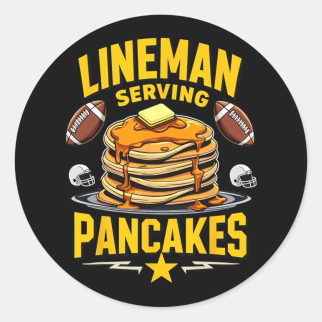 Adesivo Redondo Futebol Lineman Servindo Pancakes Gratuitos (Frente)