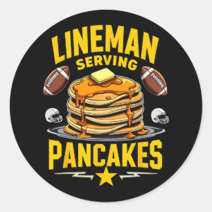 Adesivo Redondo Futebol Lineman Servindo Pancakes Gratuitos