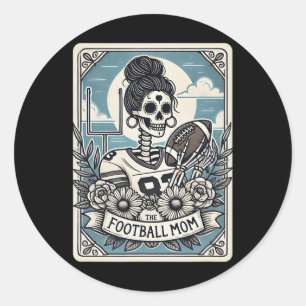 Adesivo Redondo Futebol Mãe Tarot Card Skeleton Futebol Mama Mot