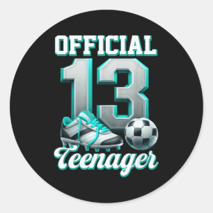 Adesivo Redondo Futebol Menino de 13 Anos de Aniversário Treze Ado