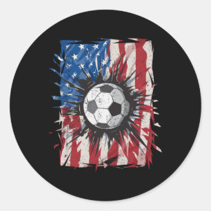 Adesivo Redondo Futebol Patriótico 4º De Julho Homens Usa Bandeira