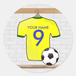 Adesivo Redondo Futebol Verde Personalizado de Jersey