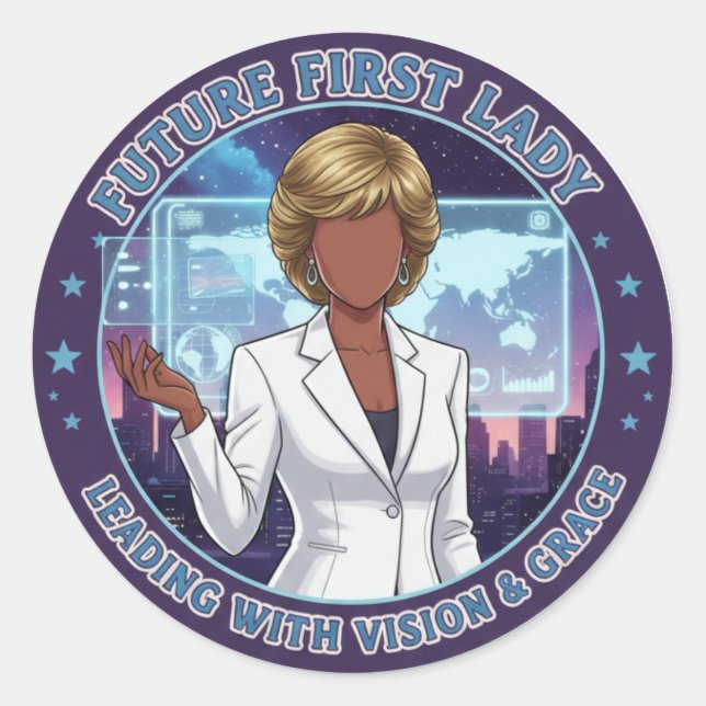 Adesivo Redondo Future First Lady Sticker Empowerment Leadership (Frente)