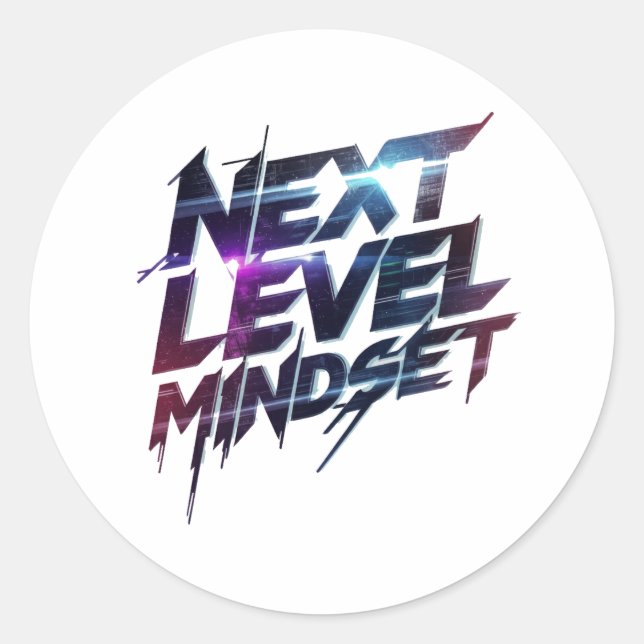 Adesivo Redondo Futuristic Glitch Typography for Success (Frente)