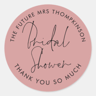 Adesivo Redondo Futuro Chá de panela da Sra. Name Dusty Rosa