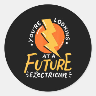 Adesivo Redondo Futuro Eletricista Engenheiro Elétrico Engraçado