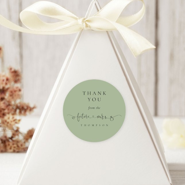 Adesivo Redondo Futuro Senhora Chá de panela Sage Green Muito Obri (Criador carregado)