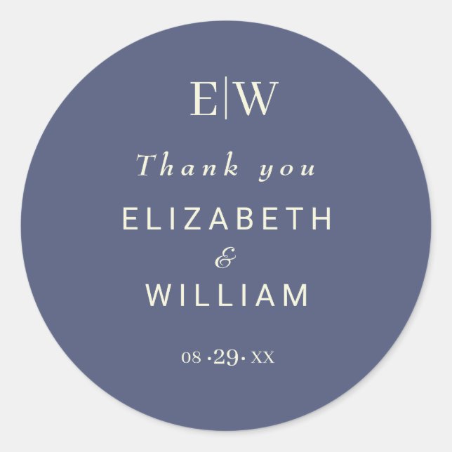 Adesivo Redondo Futuro Simples Elegante com Casamento Monograma (Frente)