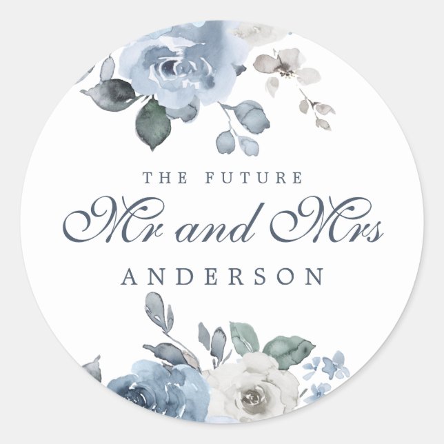 Adesivo Redondo Futuro Sr. Dark Blue Ivory Floral Winter (Frente)