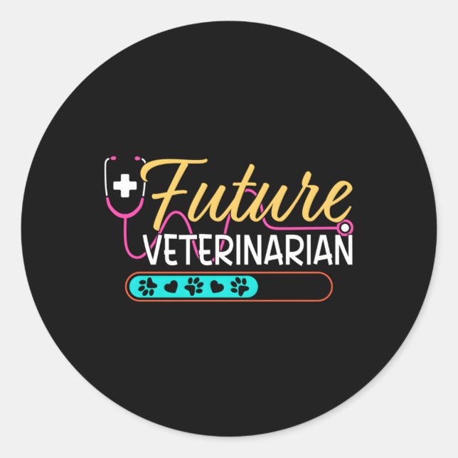 Adesivo Redondo Futuro Vet Veterinário do Estetoscópio Veterinário (Frente)