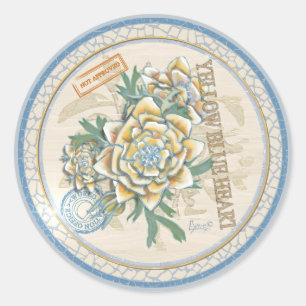 Adesivo Redondo G Criação de floração amarela