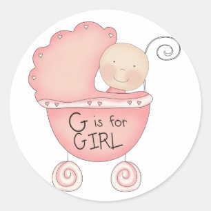 Adesivo Redondo G é para Menina Rosa Bebê