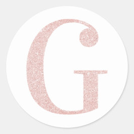 Adesivo Redondo G Menina Rosa Dourado Glitter Monograma G