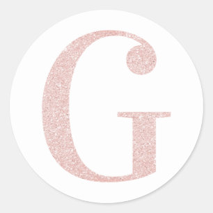 Adesivo Redondo G Menina Rosa Dourado Glitter Monograma G