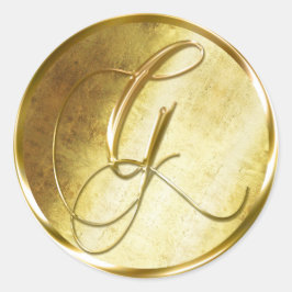 Adesivo Redondo G Monograma Faux Vinhetas Douradas