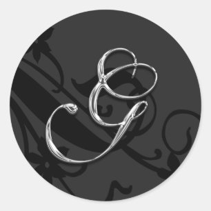 Adesivo Redondo G Monograma - Letra Negra Casada Envelope