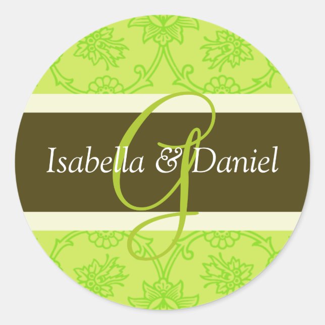 Adesivo Redondo G Monogramas Para Selos De Convite Para Casamento (Frente)