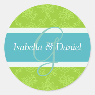 Adesivo Redondo G Monogramas Para Selos De Convite Para Casamento