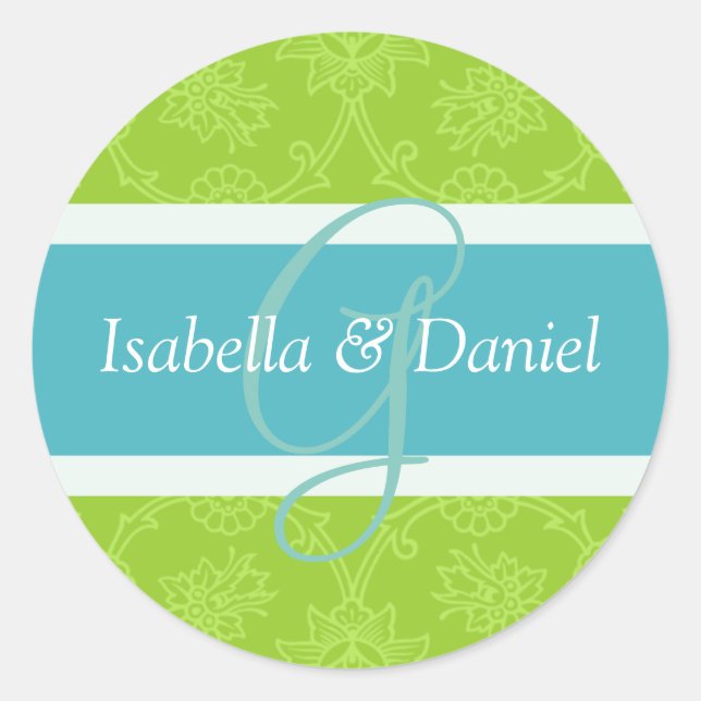 Adesivo Redondo G Monogramas Para Selos De Convite Para Casamento (Frente)
