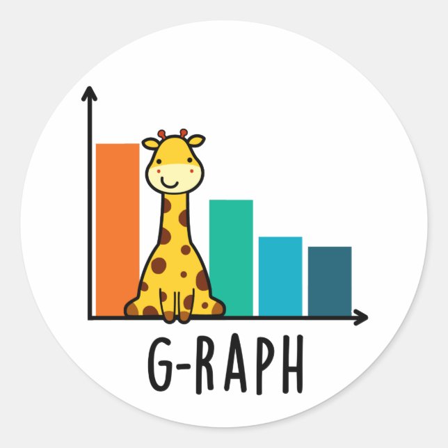 Adesivo Redondo G-raph Funny Giraffe Graph Pun (Frente)