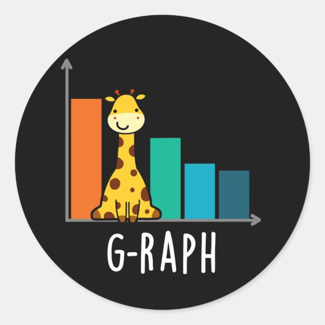 Adesivo Redondo G-raph Funny Giraffe Graph Pun Dark BG (Frente)