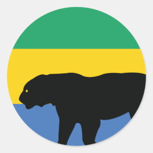 Adesivo Redondo Gabão Negro Leopardo Gabonês Bandeira Nacional Ani