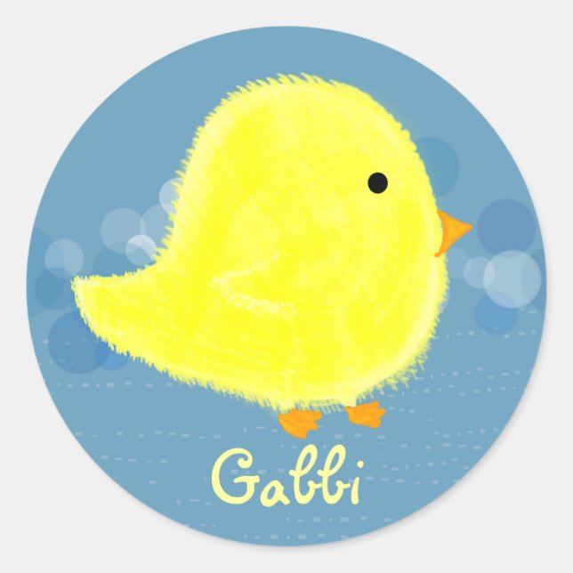 Adesivo Redondo Gabbi Cute Baby Pintinho Sticker (Frente)