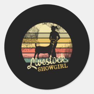 Adesivo Redondo Gado Mostra Diversão Mostrando Caprinos Na Feira