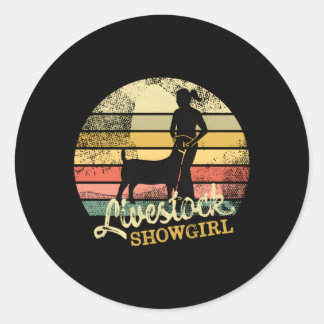 Adesivo Redondo Gado Mostra Diversão Mostrando Caprinos Na Feira