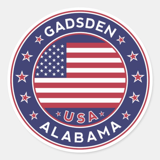 Adesivo Redondo Gadsden, Alabama (Frente)