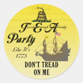 Adesivo Redondo Gadsden - Tea Party Like It's 1773 Stickers