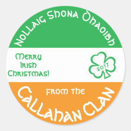 Adesivo Redondo Gaélico Irlandês Feliz Natal Personalizado