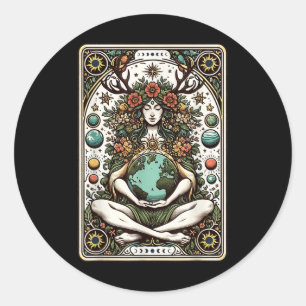 Adesivo Redondo Gaia Deusa Grega Pagan Mãe Terra Tarot