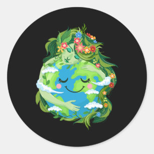 Adesivo Redondo Gaia, uma mãe verde e bonita salva nosso planeta T