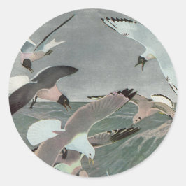 Adesivo Redondo Gaivotas Sobre Ondas do Oceano por Louis Agassiz F