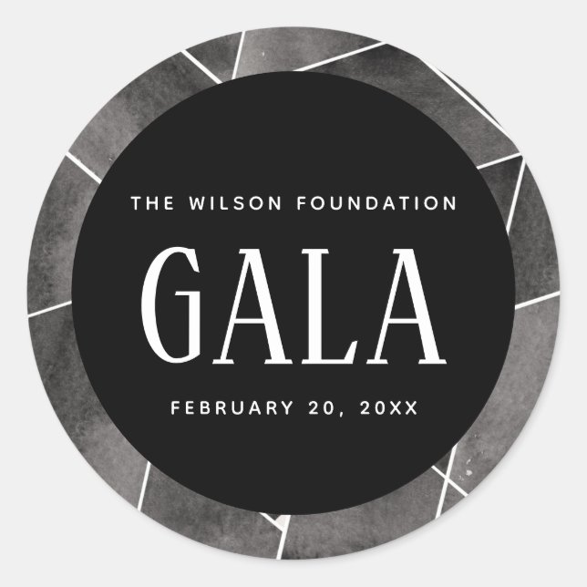 Adesivo Redondo Gala Geométrica Preta de Aquarela (Frente)