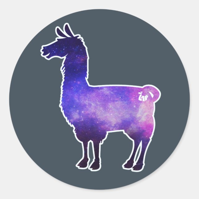 Adesivo Redondo Galactic Llama Stickers (Frente)