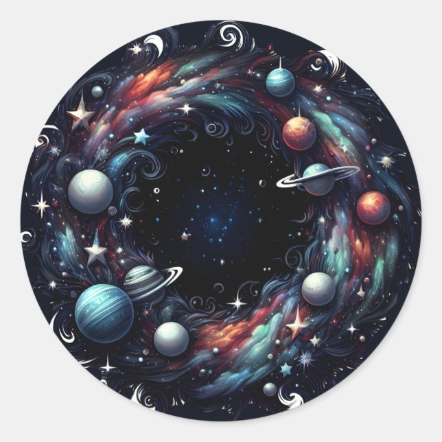Adesivo Redondo Galactic Swirl Wreath Sticker (Frente)