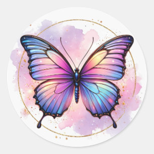 Adesivo Redondo Galáxia Borboleta Splash Pastel