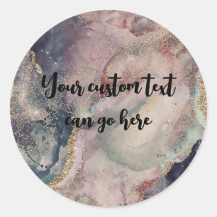 Adesivo Redondo Galáxia Celestial de Molho Pastel Dourada
