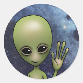 Adesivo Redondo Galáxia de Estrelas de Ficha Científica de Alieníg