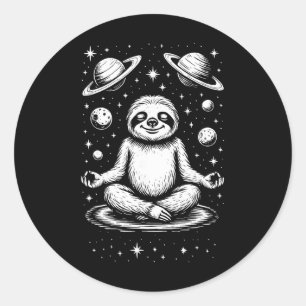 Adesivo Redondo Galáxia de Meditação da Preguiça Meditando