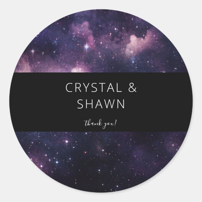 Adesivo Redondo Galáxia do Espaço Exterior Obrigado (Frente)