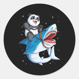 Adesivo Redondo Galáxia Espacial do Tubarão em Panda