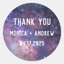 Adesivo Redondo Galáxia Estrelas do Espaço Exterior Starry Obrigad