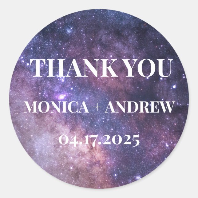 Adesivo Redondo Galáxia Estrelas do Espaço Exterior Starry Obrigad (Frente)