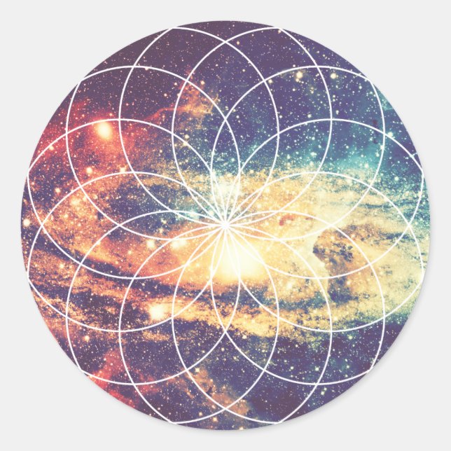 Adesivo Redondo Galáxia Geométrica nº 1 Sticker (Frente)